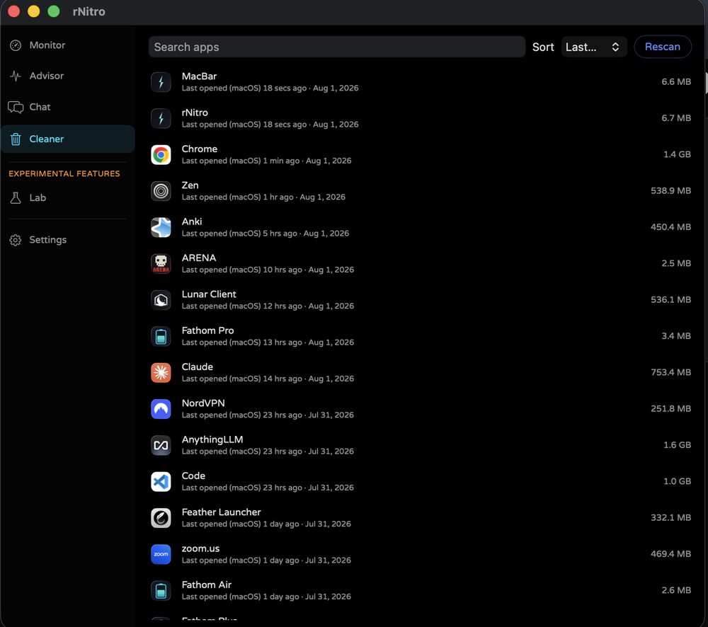 MacBar App cleaner